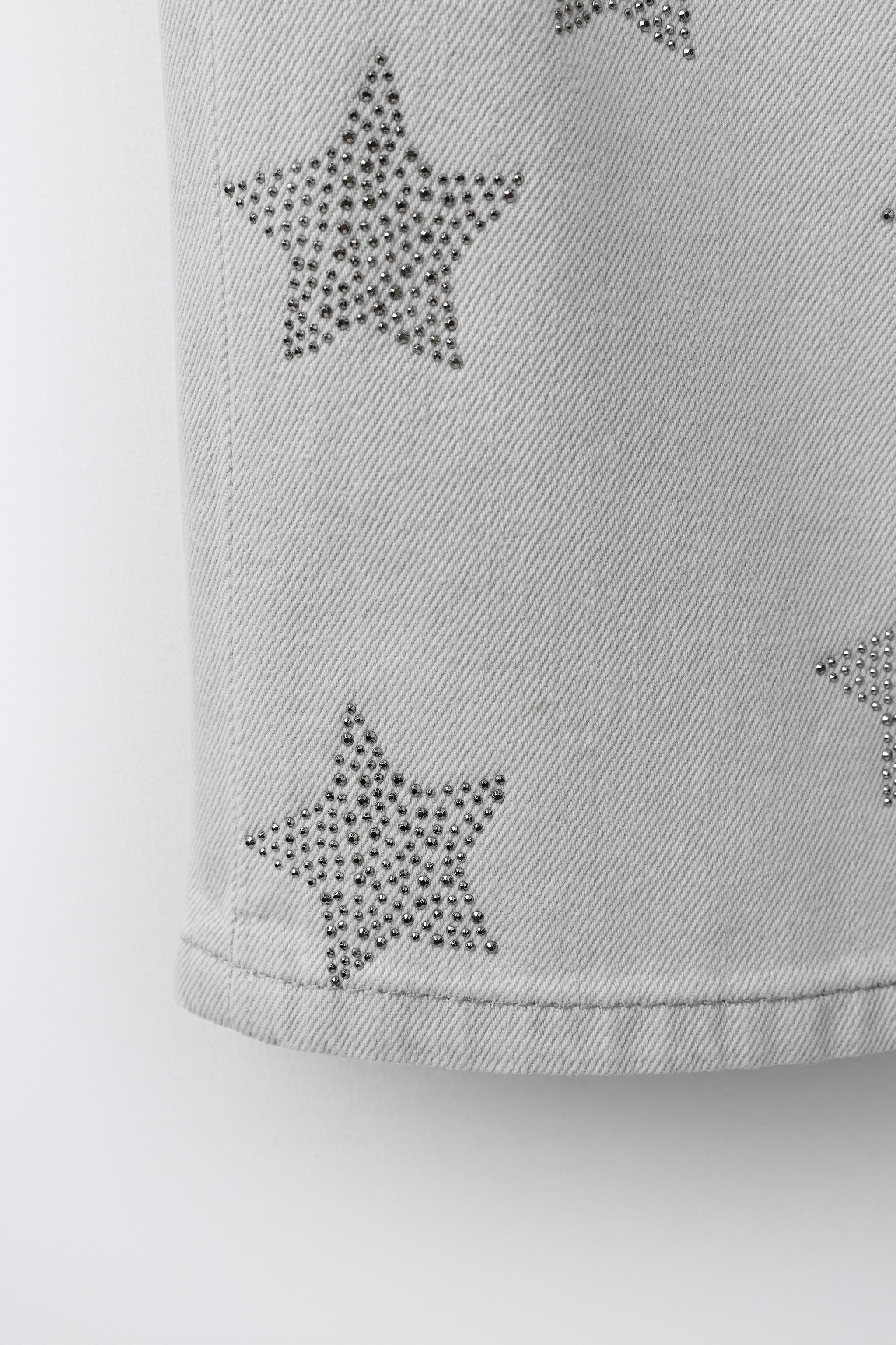 STAR PRINT STUDDED WIDE LEG JEANS